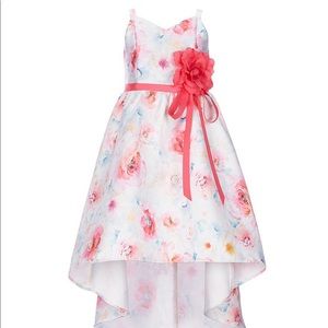 Flower Waist Mikado Hi-low floral Dress